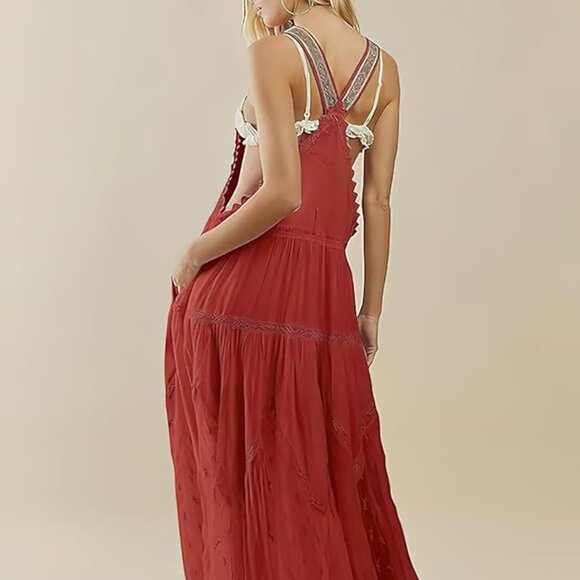 Cutout Side Overall Bib Tiered Maxi Dress - Picture 3 of 7